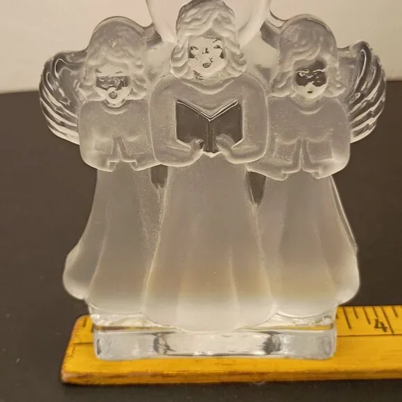 Nybro Swedish Crystal Candle Frosted Glass Angels 5" Christmas Gift Collectable - Picture 2 of 12